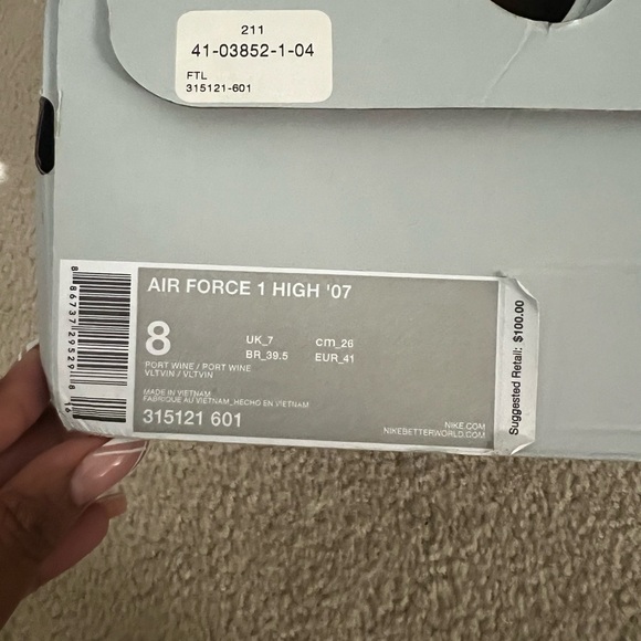 Port Wine Air Force One’s. Size 8 men’s, 9.5 women’s. - Picture 2 of 3